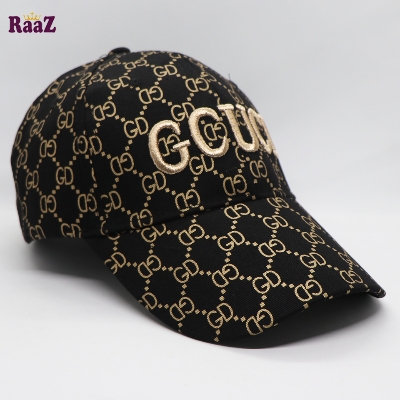 Picture of Easily Usable - Black Golden GG Fabrics Embroidery Logo Imported Premium Baseball Cap - Easy To maintain - Designed - Urban Vibes