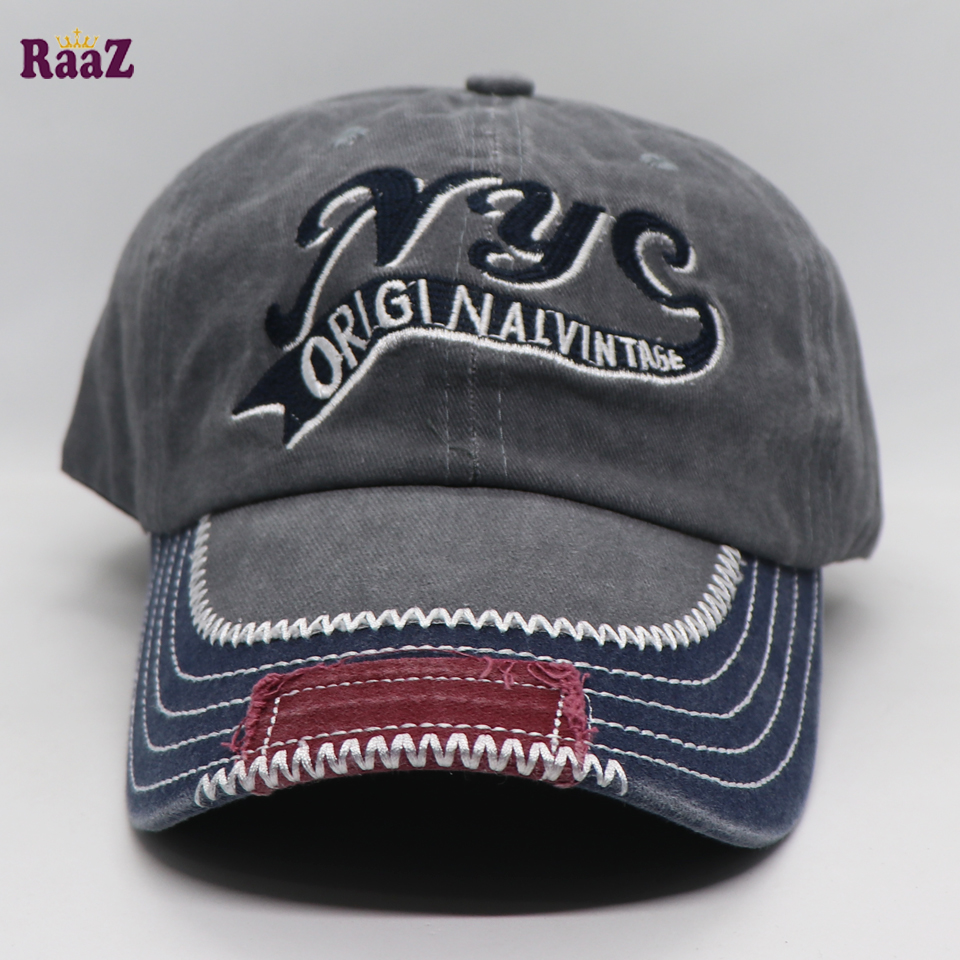 Picture of Silver NYC Vintage Retro Wash Baseball Cap