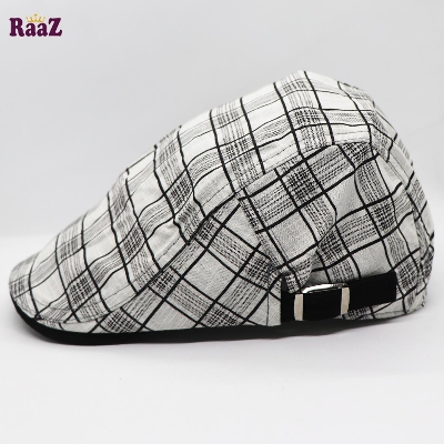 Picture of Athleisure - Avant Grade - Premium Quality - White Plaid Beret British Retro Vintage Fashion Golf - Modern - Choice Expression