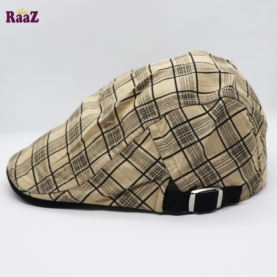 Picture of Off White Plaid Beret British Retro Vintage Fashion Golf