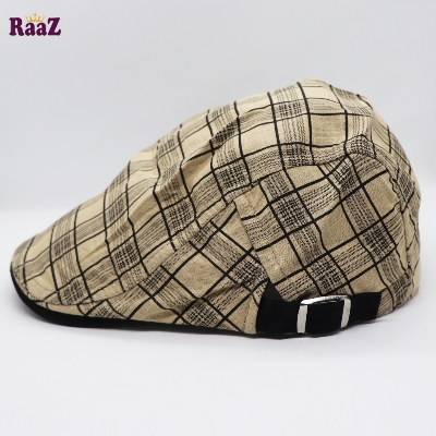 Picture of Off White Plaid Beret British Retro Vintage Fashion Golf