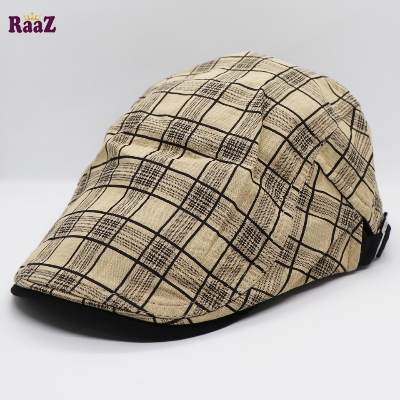Picture of Off White Plaid Beret British Retro Vintage Fashion Golf
