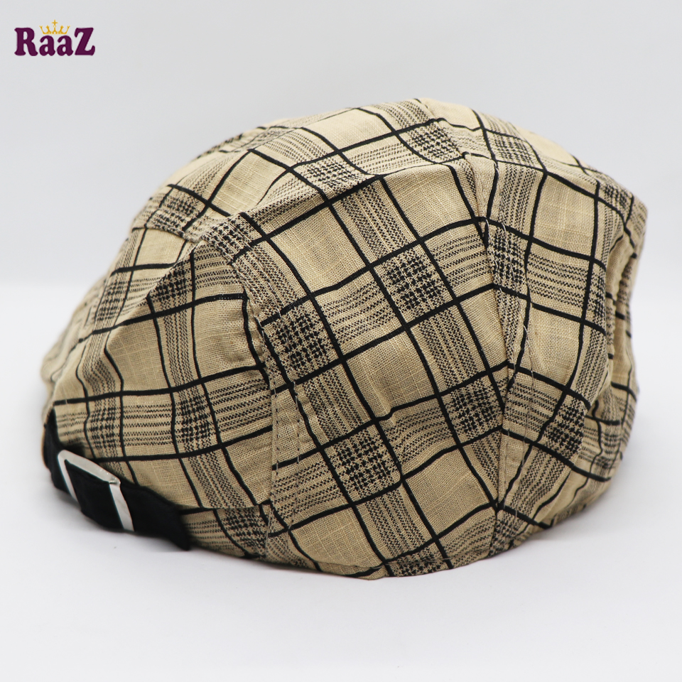 Picture of Off White Plaid Beret British Retro Vintage Fashion Golf