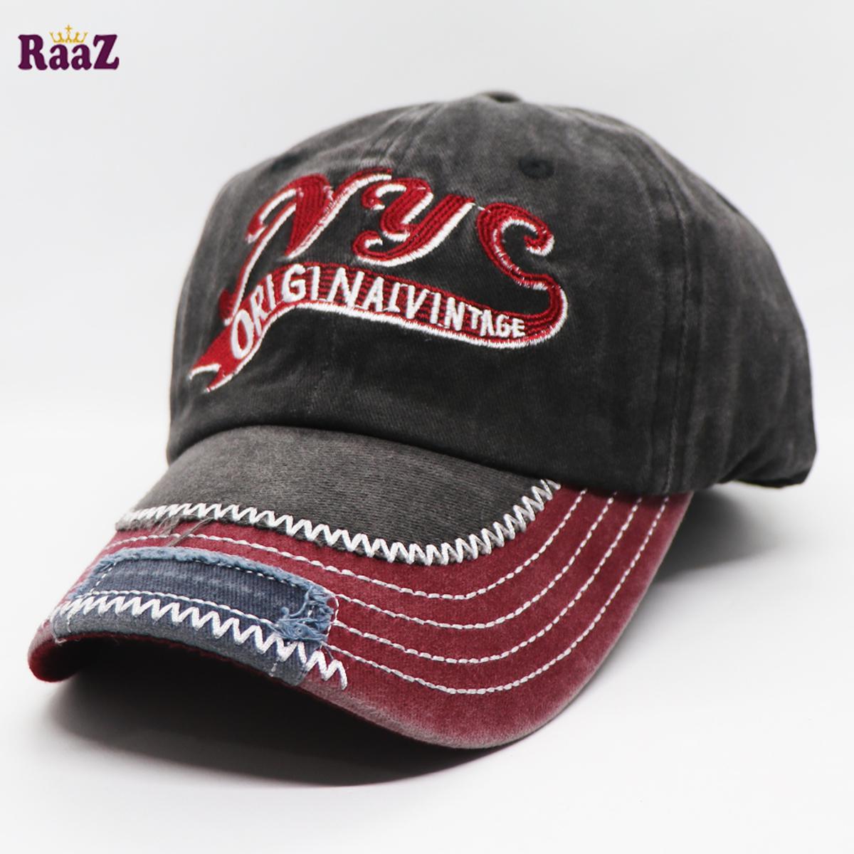 Picture of Deep Grey NYC Vintage Retro Wash Baseball Cap