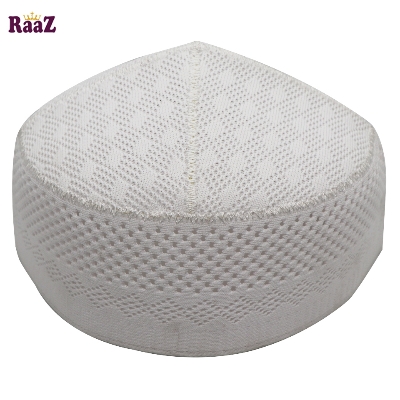 Picture of Indian Net White Islamic Cap/Tupi For Men (Size:55,56)