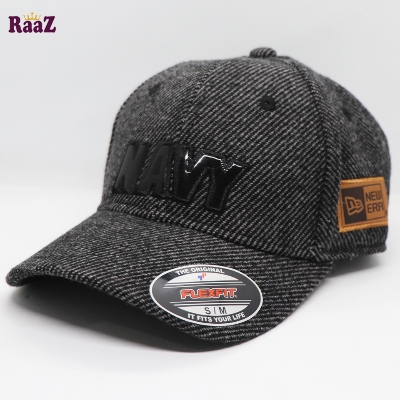 Picture of NAVY Leather Logo Mix Grey Wool Premium Fabrics Baseball Cap