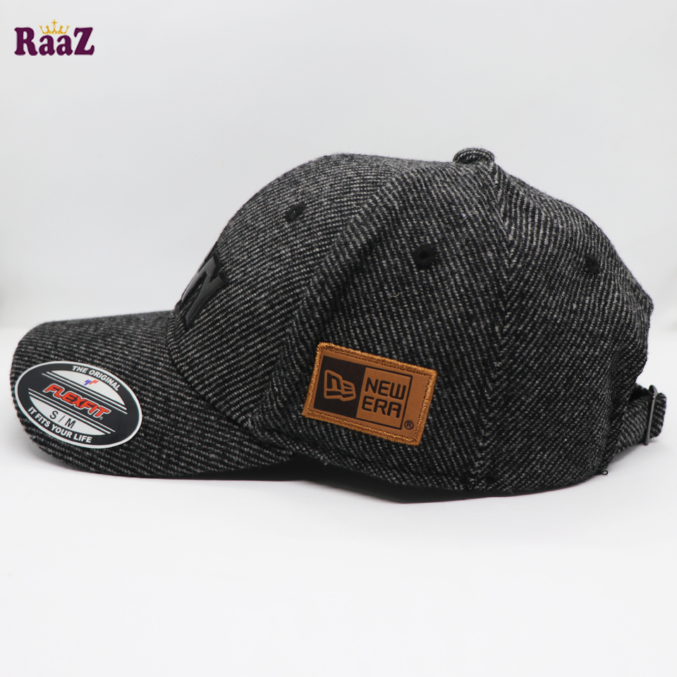 Picture of NAVY Leather Logo Mix Grey Wool Premium Fabrics Baseball Cap