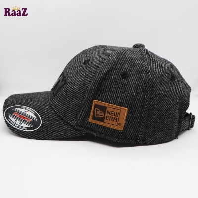 Picture of NAVY Leather Logo Mix Grey Wool Premium Fabrics Baseball Cap