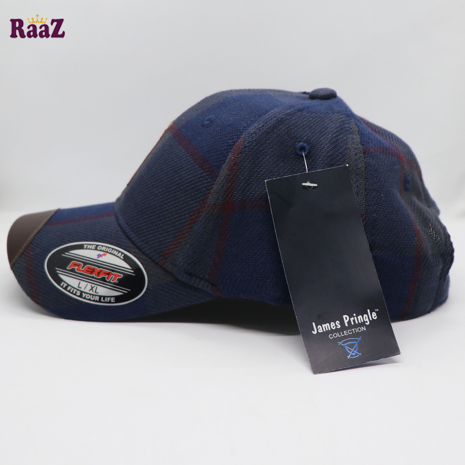 Picture of Superb Quality - Navy Blue Gyoufu Leather Logo Big Check Premium Fabrics Baseball Cap - Trend and Needful - Well Inspired & Crafted