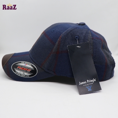 Picture of Superb Quality - Navy Blue Gyoufu Leather Logo Big Check Premium Fabrics Baseball Cap - Trend and Needful - Well Inspired & Crafted