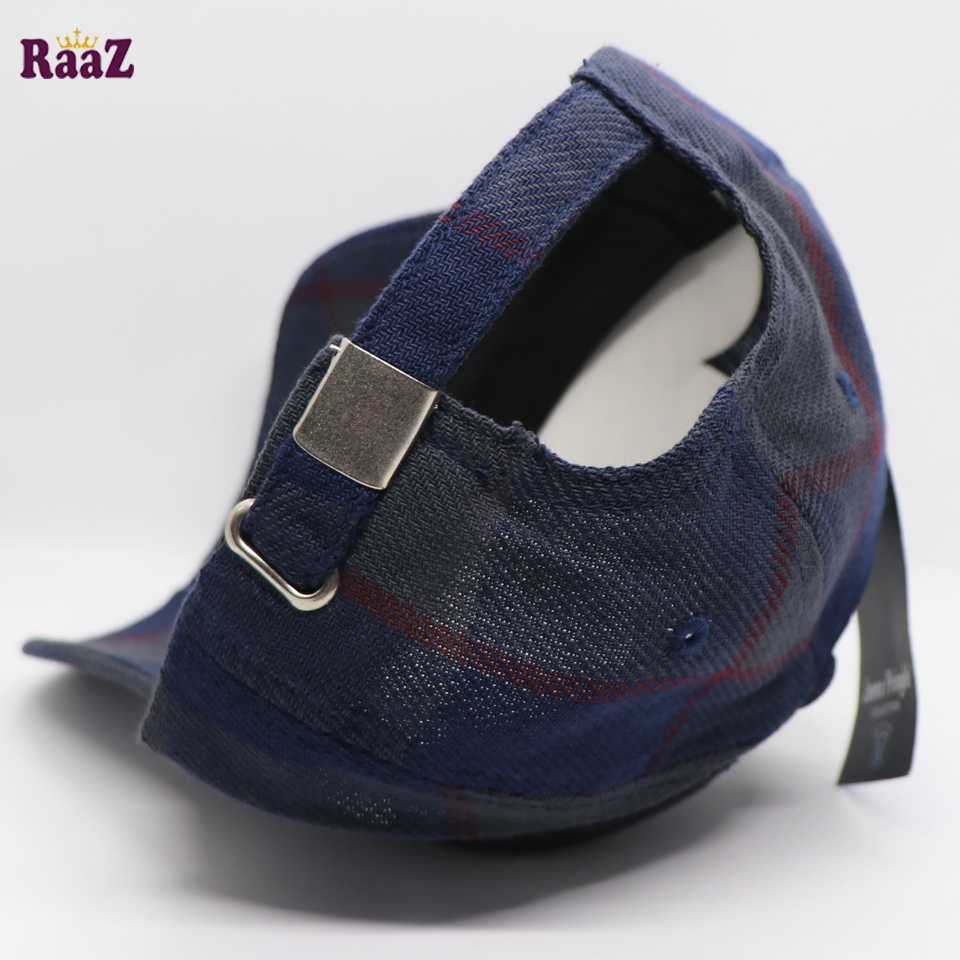 Picture of Superb Quality - Navy Blue Gyoufu Leather Logo Big Check Premium Fabrics Baseball Cap - Trend and Needful - Well Inspired & Crafted