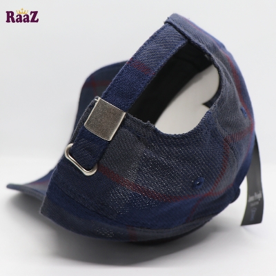 Picture of Superb Quality - Navy Blue Gyoufu Leather Logo Big Check Premium Fabrics Baseball Cap - Trend and Needful - Well Inspired & Crafted