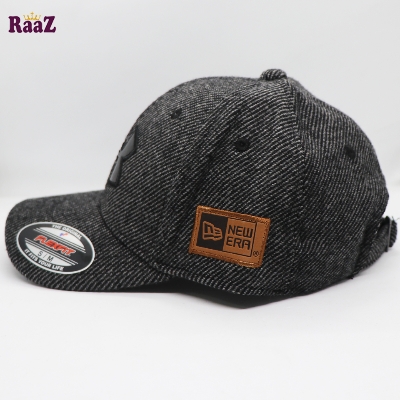 Picture of Black Leather Logo Wool Fabrics Premium Baseball Cap