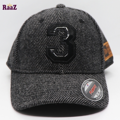 Picture of Black 3 Leather Logo Wool Fabrics Premium Baseball Cap
