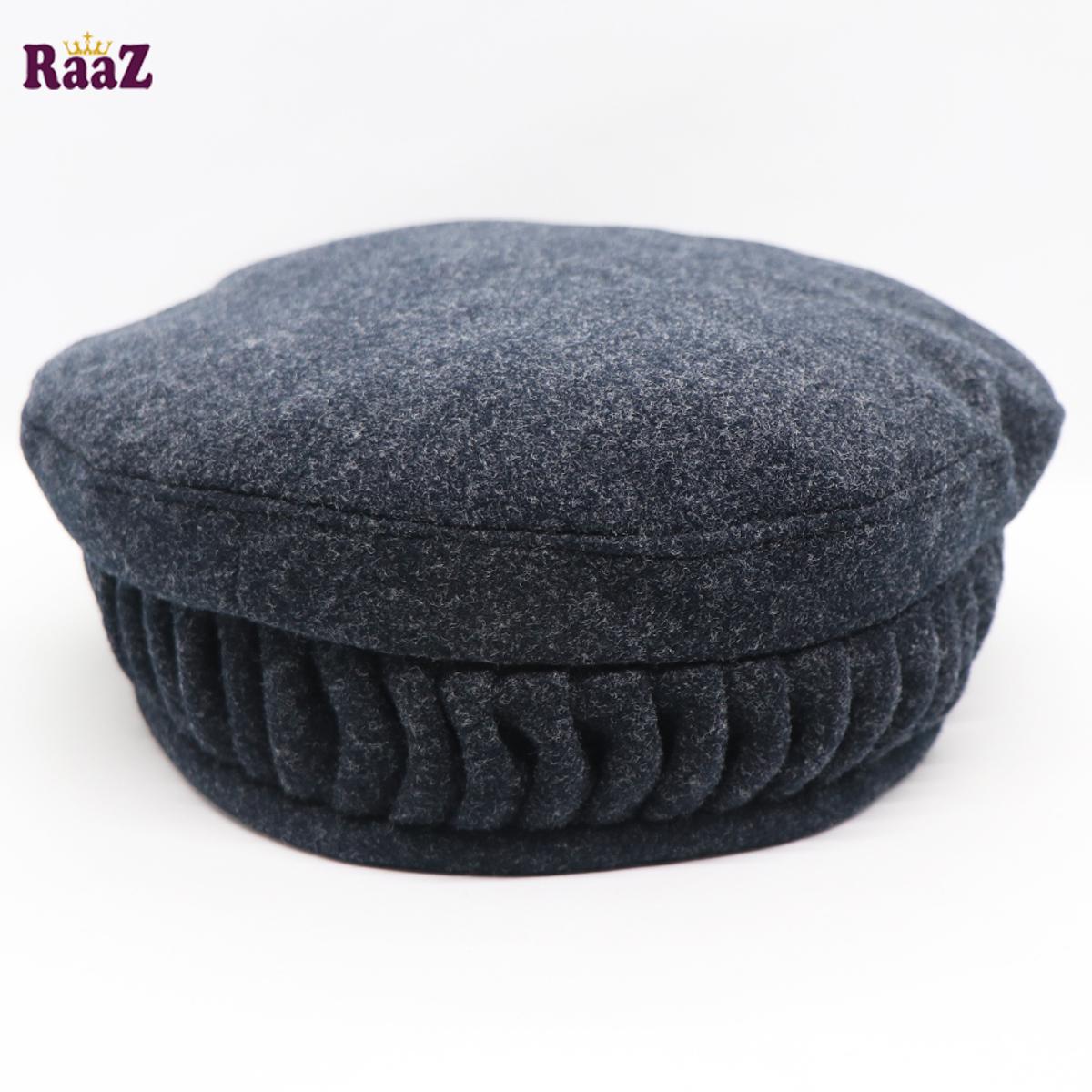 Picture of Grey New Design Wool Spandex Kashmiri Pakol Cap/Tupi For Men (Free Size)