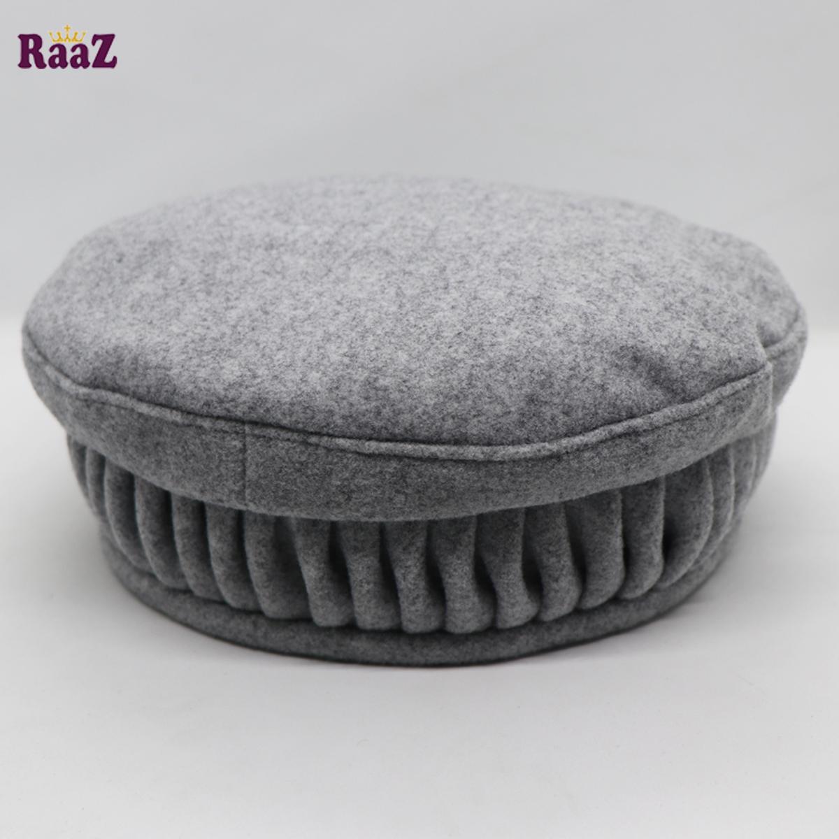 Picture of Silver New Design Wool Spandex Kashmiri Pakol Cap/Tupi For Men (Free Size)