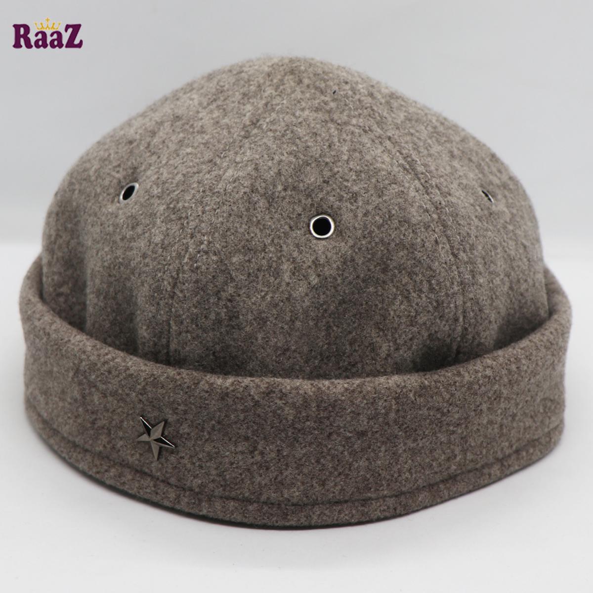 Picture of Superb Brown Star Spandex Vintage Distressed Brimless Cap Rolled Cuff Skull Cap for Women and Men Wool Docker Hat (Free Size) Progressively Better