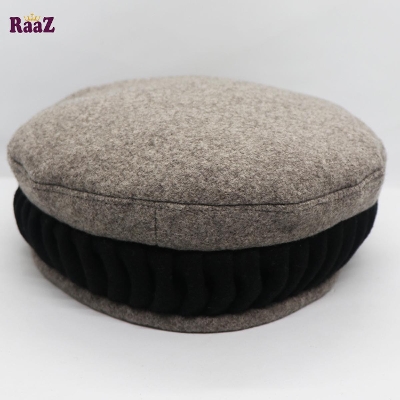 Picture of Multi Black and Brown New Design Wool Spandex Kashmiri Pakol Cap/Tupi For Men (Free Size)