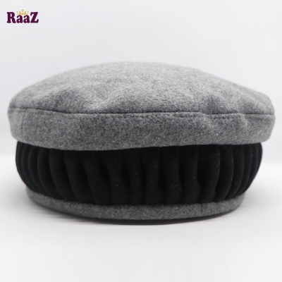 Picture of Multi Black and Grey New Design Wool Spandex Kashmiri Pakol Cap/Tupi For Men (Free Size)