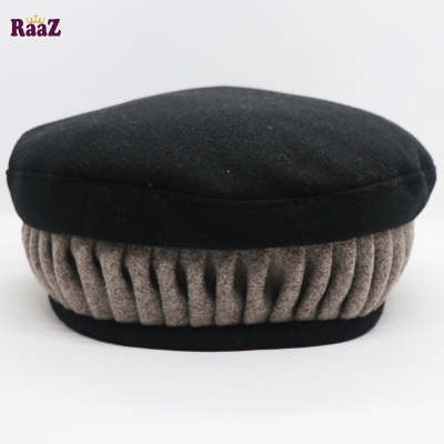 Picture of Multi Black and Brown New Design Wool Spandex Kashmiri Pakol Cap/Tupi For Men (Free Size)