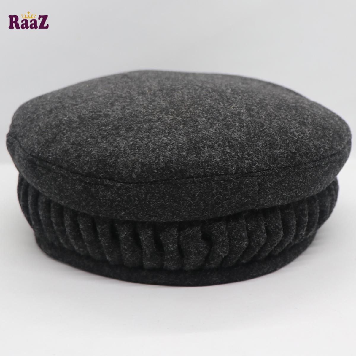 Picture of Deep Grey New Design Wool Spandex Kashmiri Pakol Cap/Tupi For Men (Free Size)