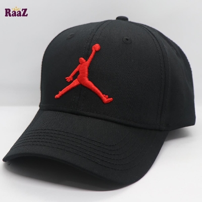 Picture of Black Red Embroidery Logo Export Quality Cotton Curved Visor Cap