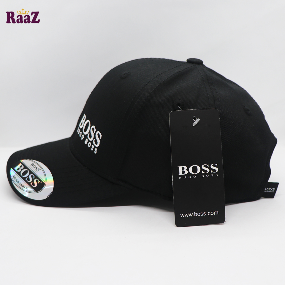 Picture of Highly Sustainable - Black Boss Embroidery Logo Adjustable Premium Curved Visor Cap - Durabilty Assured - Well Inspired & Crafted