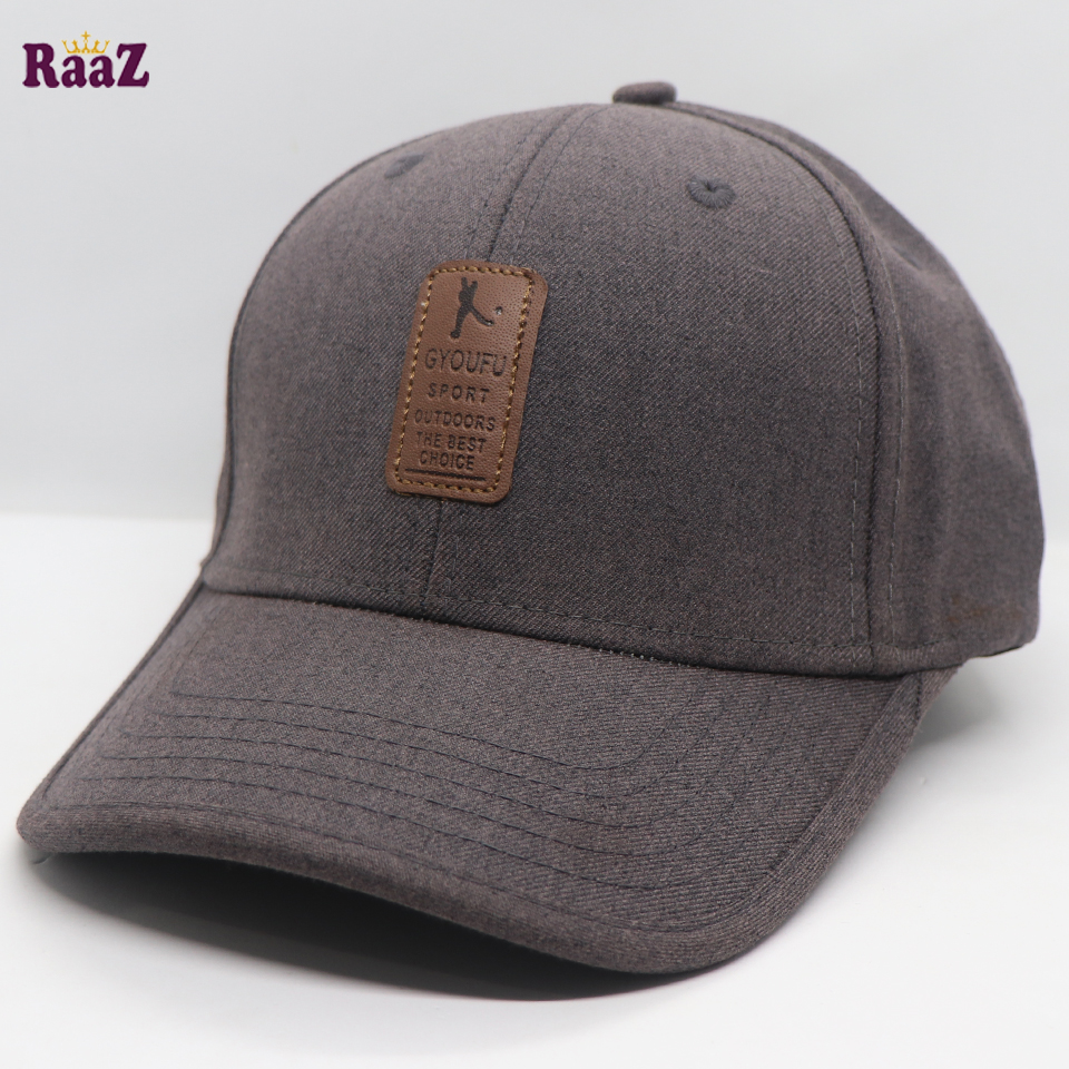 Picture of Grey Gyoufu Leather Logo Curved Visor Cap