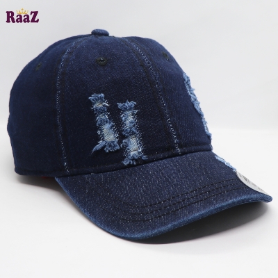 Picture of Navy Blue Denim Cotton Baseball Cap For Men