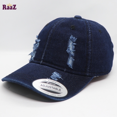 Picture of Navy Blue Denim Cotton Baseball Cap For Men