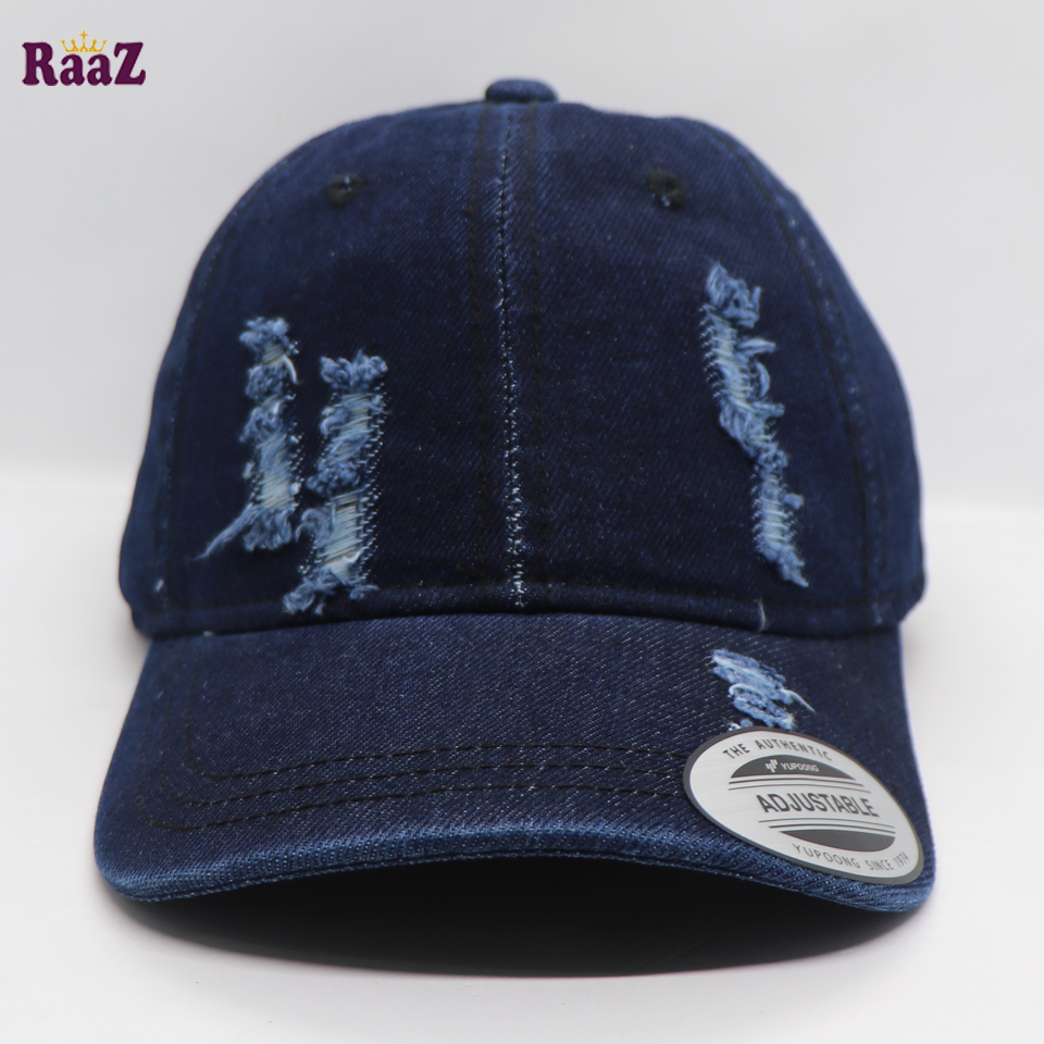 Picture of Navy Blue Denim Cotton Baseball Cap For Men