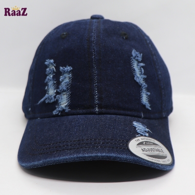 Picture of Navy Blue Denim Cotton Baseball Cap For Men