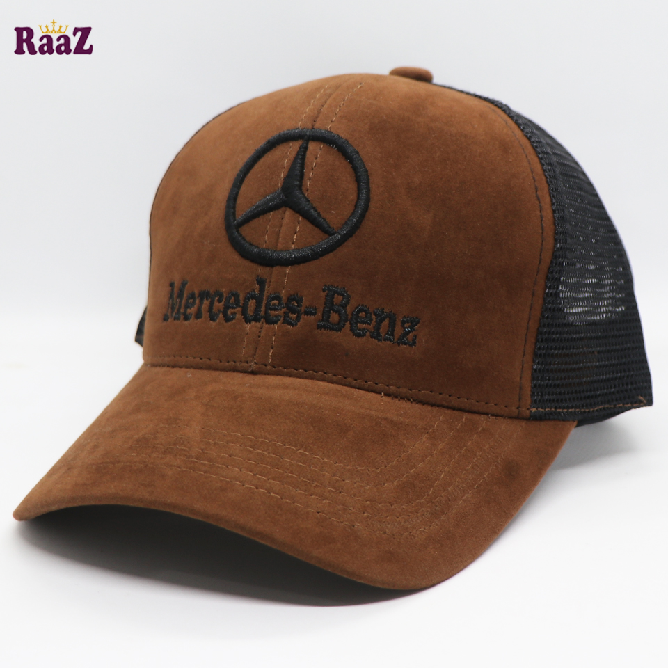 Picture of Brown Velvet Mercedes Embroidery Logo Hal Net Cap