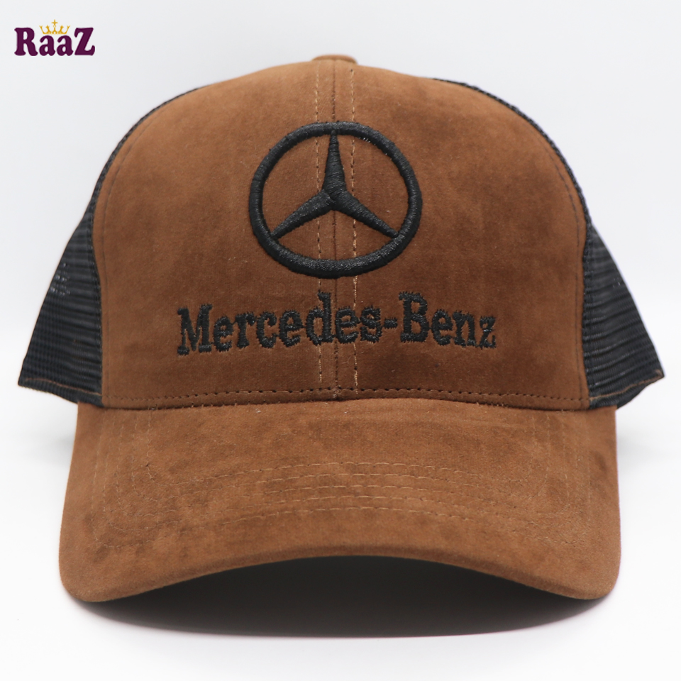 Picture of Brown Velvet Mercedes Embroidery Logo Hal Net Cap