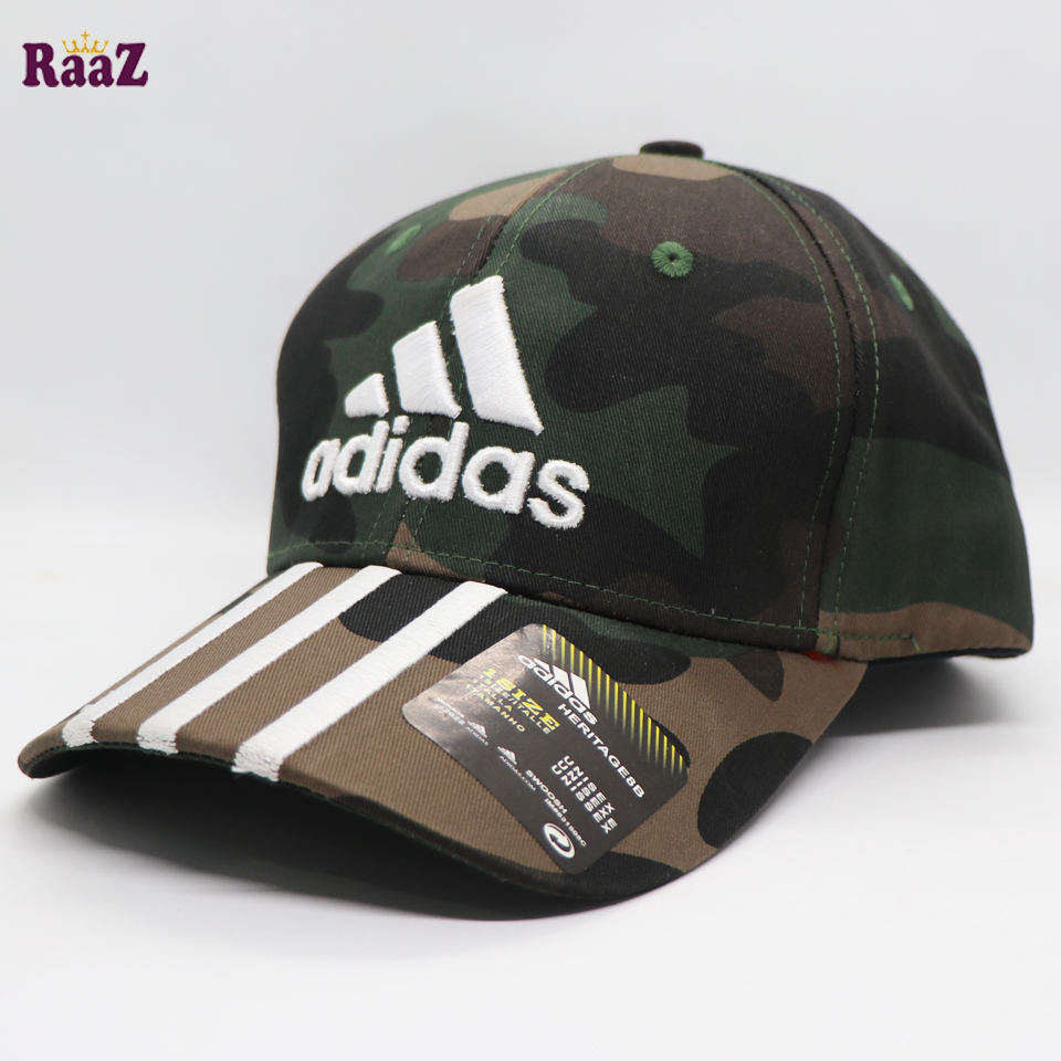 Picture of Three Stripe Camo Print Curved Visor Export Quality Cap