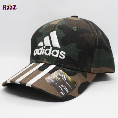Picture of Three Stripe Camo Print Curved Visor Export Quality Cap