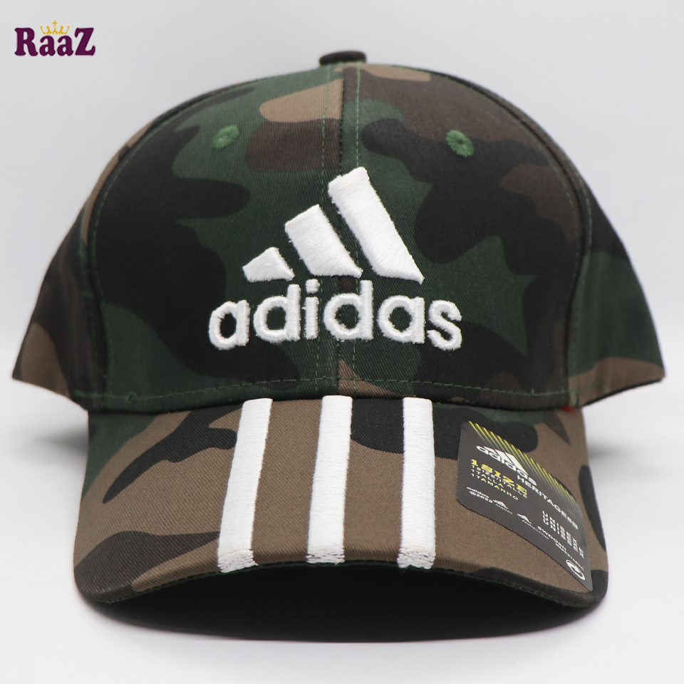 Picture of Three Stripe Camo Print Curved Visor Export Quality Cap