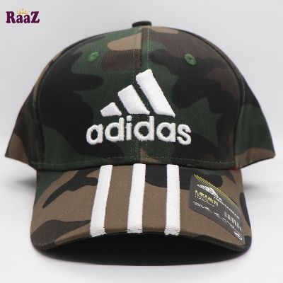 Picture of Three Stripe Camo Print Curved Visor Export Quality Cap