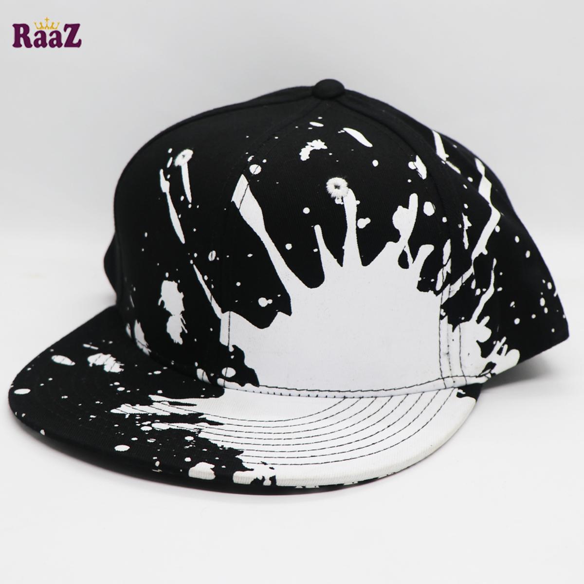 Picture of Black White Splash Print Wide Brim Cap
