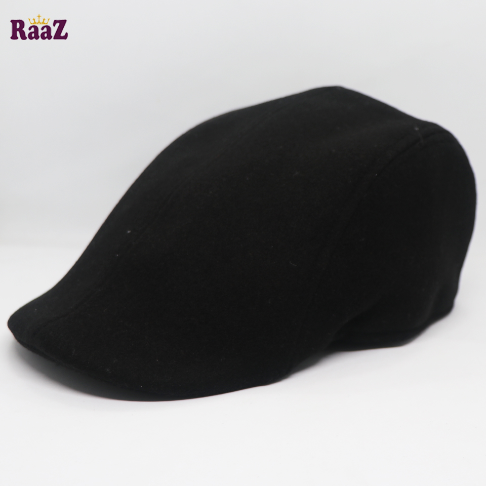 Picture of Black Wool Fabrics Newsboy Golf Cap