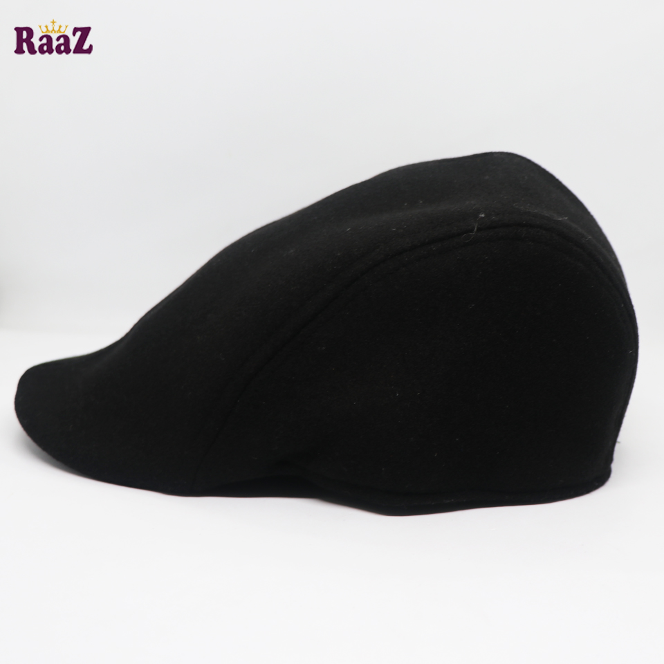 Picture of Black Wool Fabrics Newsboy Golf Cap
