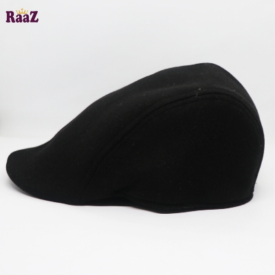 Picture of Black Wool Fabrics Newsboy Golf Cap