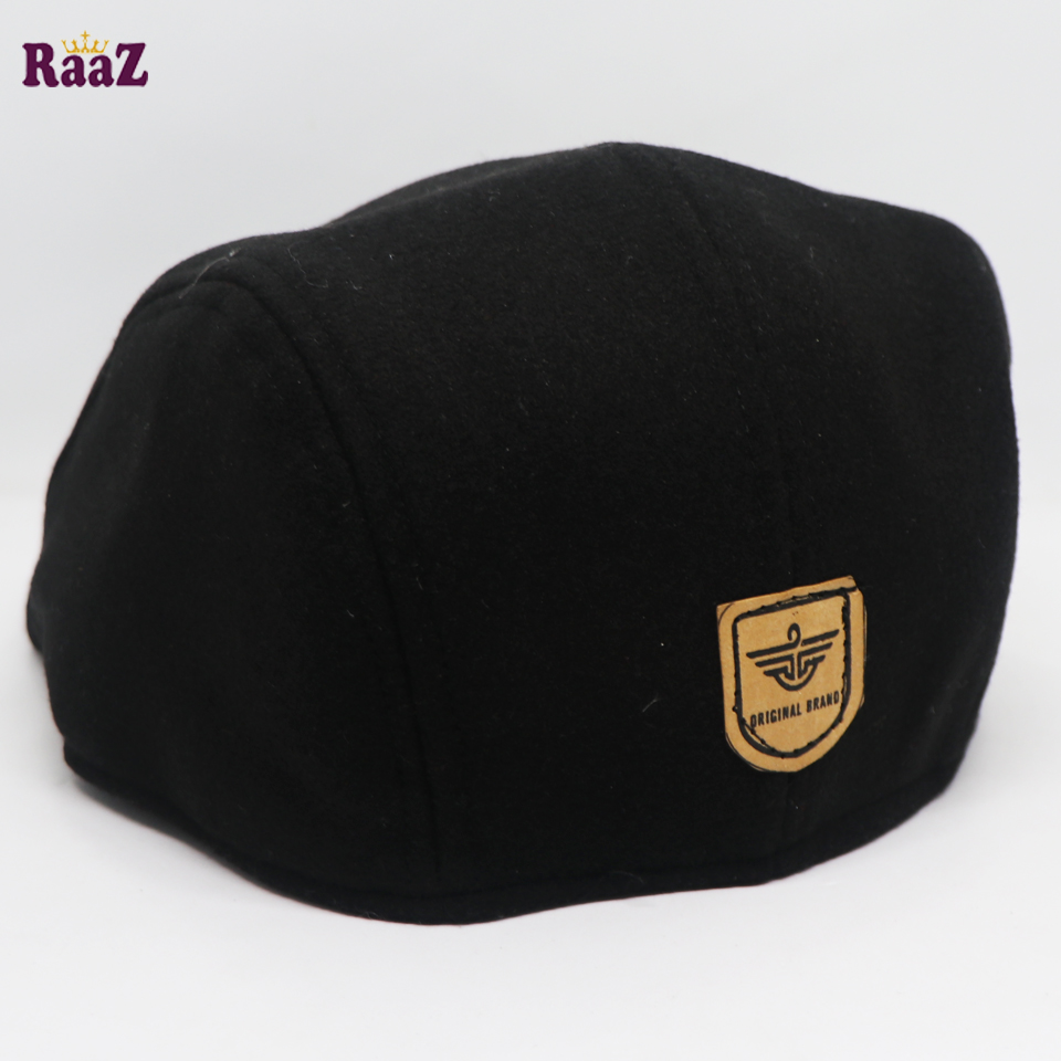 Picture of Black Wool Fabrics Newsboy Golf Cap