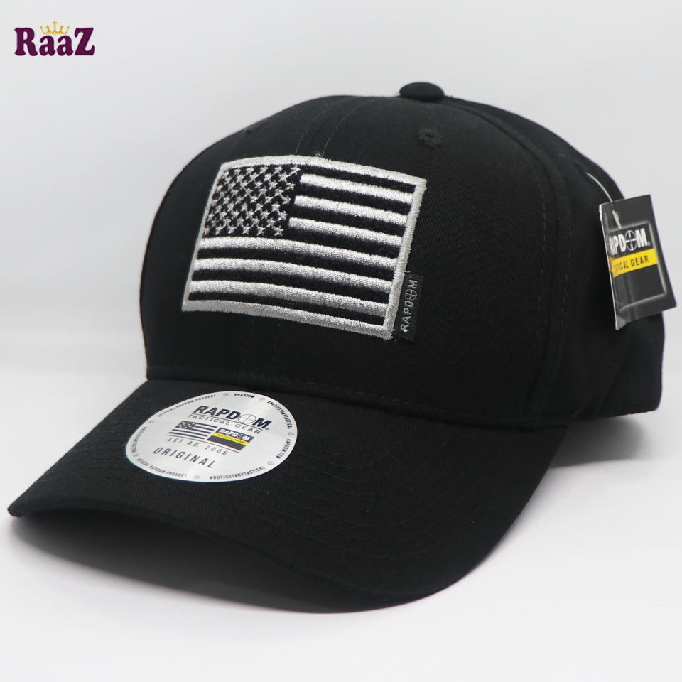 Picture of Black US Flag Tactical Operator Ripstop Cotton Baseball Cap With Loop Patch