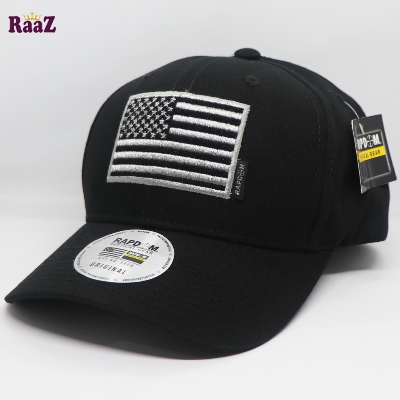 Picture of Black US Flag Tactical Operator Ripstop Cotton Baseball Cap With Loop Patch
