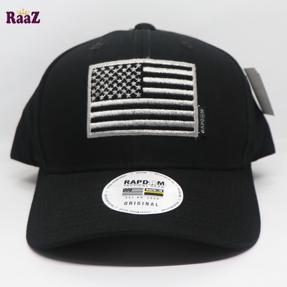 Picture of Black US Flag Tactical Operator Ripstop Cotton Baseball Cap With Loop Patch