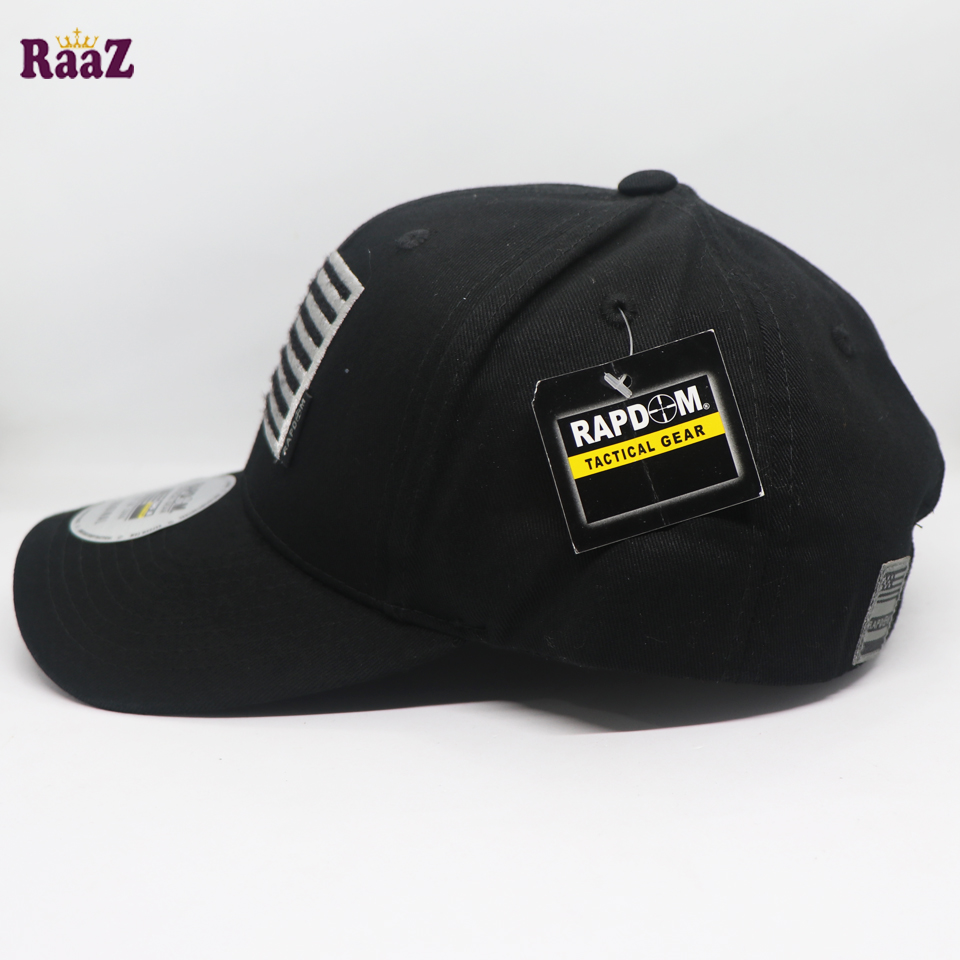 Picture of Black US Flag Tactical Operator Ripstop Cotton Baseball Cap With Loop Patch