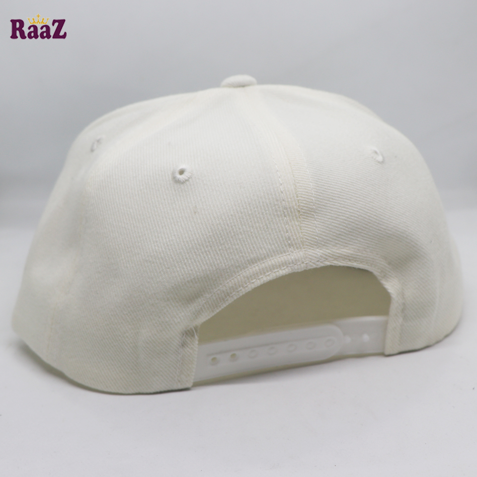 Picture of White Black Design Visor Decky Wide Brim 6 Panel Premium Export Snapback Cap