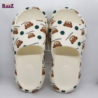 Picture of White Happy Bear Printed Comfortable Waterproof Washable Slide Slipper Sandal