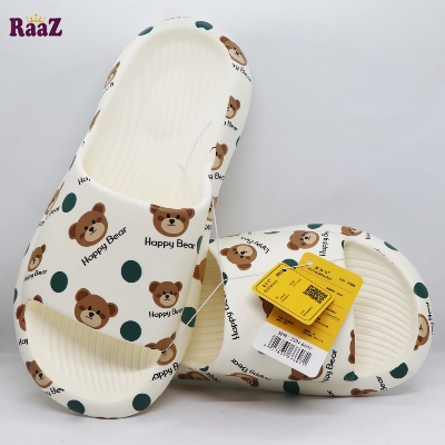 Picture of White Happy Bear Printed Comfortable Waterproof Washable Slide Slipper Sandal
